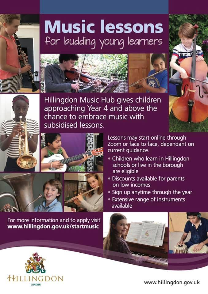 Children in Y4 and above can learn an instrument at school